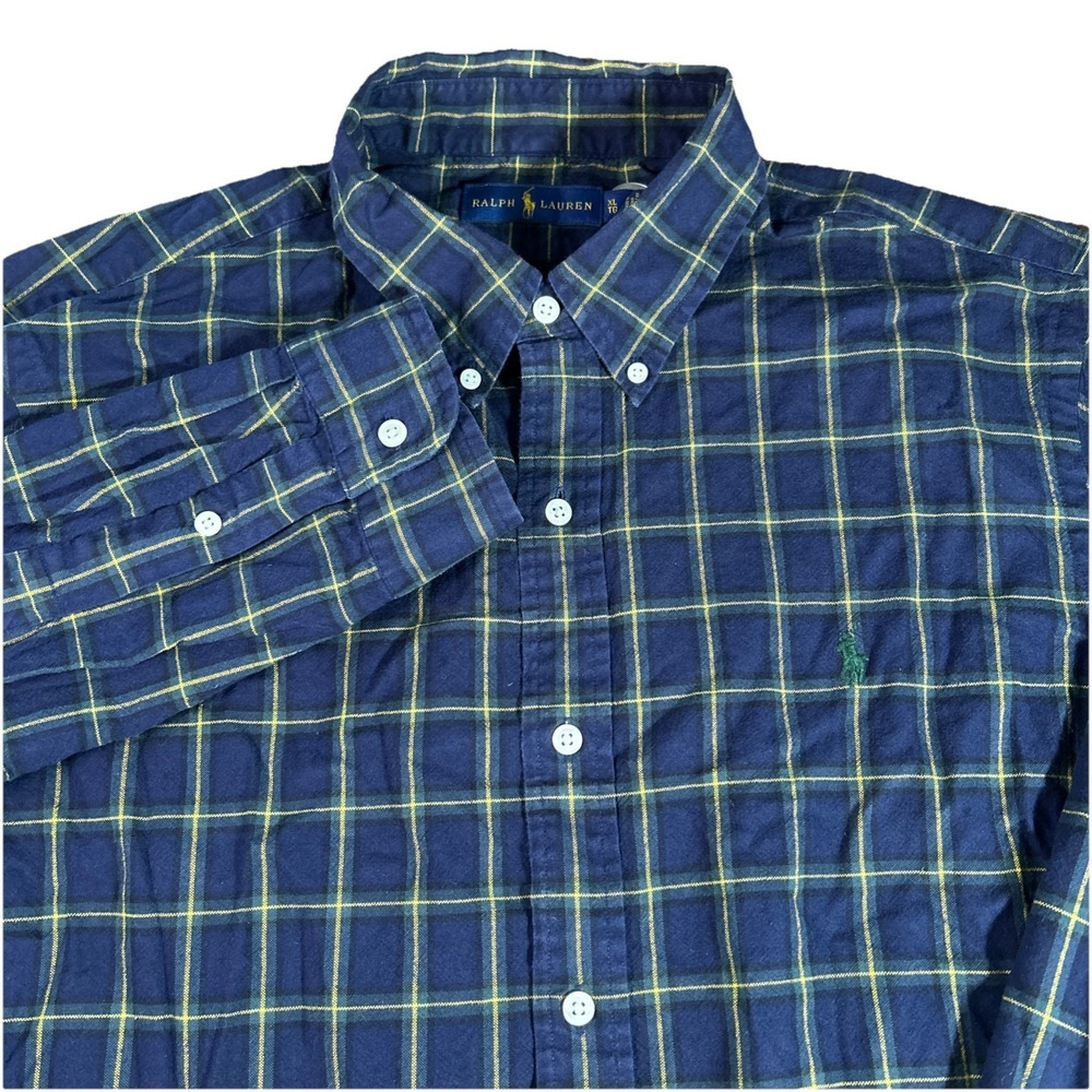 Ralph Lauren Men's XL Tartan Plaid Long Sleeve Button Down Preppy‎ Pony Shirt